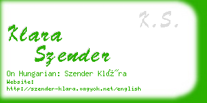 klara szender business card